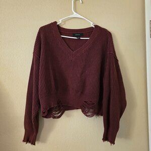 Forever 21 Size 2X Maroon Cropped Sweater
